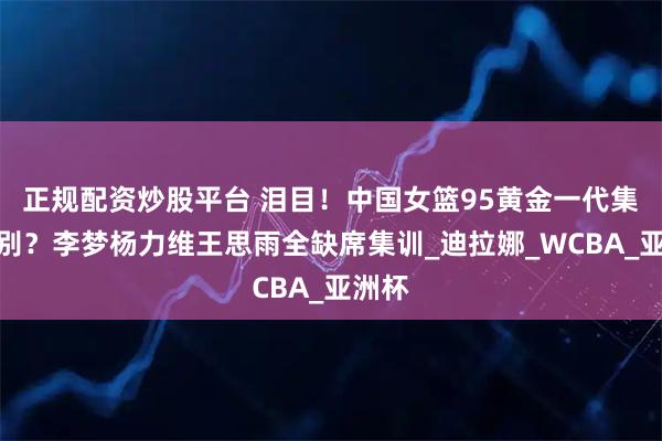正规配资炒股平台 泪目！中国女篮95黄金一代集体告别？李梦杨力维王思雨全缺席集训_迪拉娜_WCBA_亚洲杯